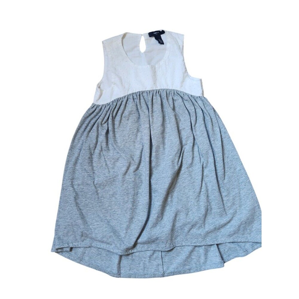 GAP Kids Girls' Sleeveless High Low Dress Size Small White Heather Gray
